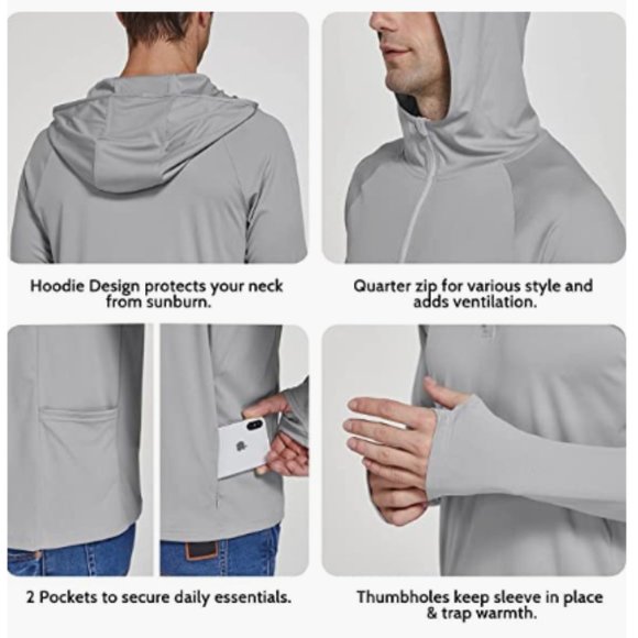 FitsT4 Men's UPF 50+ UV Sun Protection Performance Shirts Long Sleeve Grey XXL - Picture 6 of 7